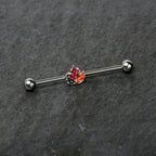 14G Autumn Tricolor Red Maple Leaf Industrial Barbell 38mm