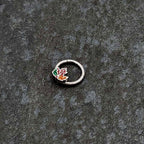 16G 5/16 Tricolor Red Autumn Maple Leaf Hinged Segment Ring