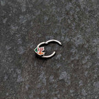 16G 5/16 Tricolor Red Autumn Maple Leaf Hinged Segment Ring