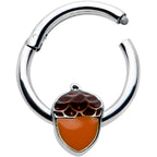 16G 3/8 Autumn Acorn Orange Brown Hinged Segment Ring
