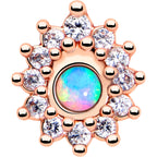 20G 7mm White Synthetic Opal Rose Gold Tone Lush L Shape Nose Ring