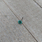 20G 7mm Blue Gem Flower Teal Petals L Shape Nose Ring