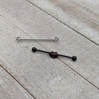 14G Black Bat Heart Halloween Clear Industrial Barbell 38mm Set of 2