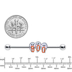 14G Retro Halloween Boo Ghost Trio Industrial Barbell 38mm