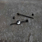 14G Black Ghost Yin Yang Industrial Barbell Set of 2