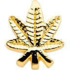 20G 1/4 Gold Tone Texture Pot Leaf L Shape Nose Ring