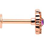 16G 5/16 Purple Tourmaline Rosy Tone Flower Labret Monroe Tragus