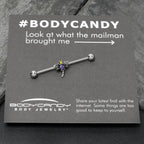 14G Purple Yellow Gem Dragonfly Industrial Barbell 38mm
