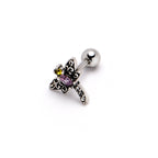 16G 1/4 Yellow Purple Gem Dragonfly Cartilage Tragus Earring