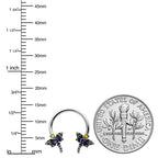 16G 3/8 Purple Yellow Gem Dragonfly Horseshoe Circular Barbell