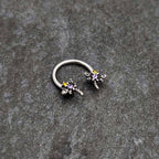 16G 3/8 Purple Yellow Gem Dragonfly Horseshoe Circular Barbell