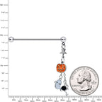 14G Halloween Pumpkin Ghost Chain Dangle Industrial Barbell 38mm