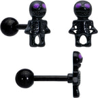 16G 1/4 Clear Gem Black Scorpion Pumpkin Cartilage Earring Set of 3