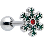 16G 1/4 Red Gem Mitten Snowflake Cartilage Tragus Earring Curation Set of 3