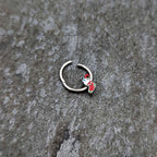 16G 3/8 Happy Christmas Stocking Red Green Hinged Segment Ring