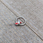 16G 3/8 Happy Christmas Stocking Red Green Hinged Segment Ring