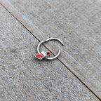 16G 3/8 Happy Christmas Stocking Red Green Hinged Segment Ring