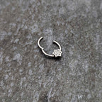 16G 3/8 Clear Gem Filigree Winter Snowflake Hinged Segment Ring