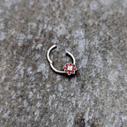 16G 3/8 Aurora Gem Poinsettia Flower Festive Hinged Segment Ring