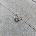 16G 3/8 Aurora Gem Poinsettia Flower Festive Hinged Segment Ring