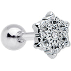 16G 1/4 Clear Gem Filigree Epic Snowflake Cartilage Tragus Earring