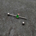14G Happy Christmas Tree Hat Holiday Industrial Barbell 38mm