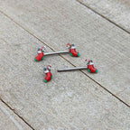 14G 9/16 Cheery Christmas Stocking Red Barbell Nipple Ring Set