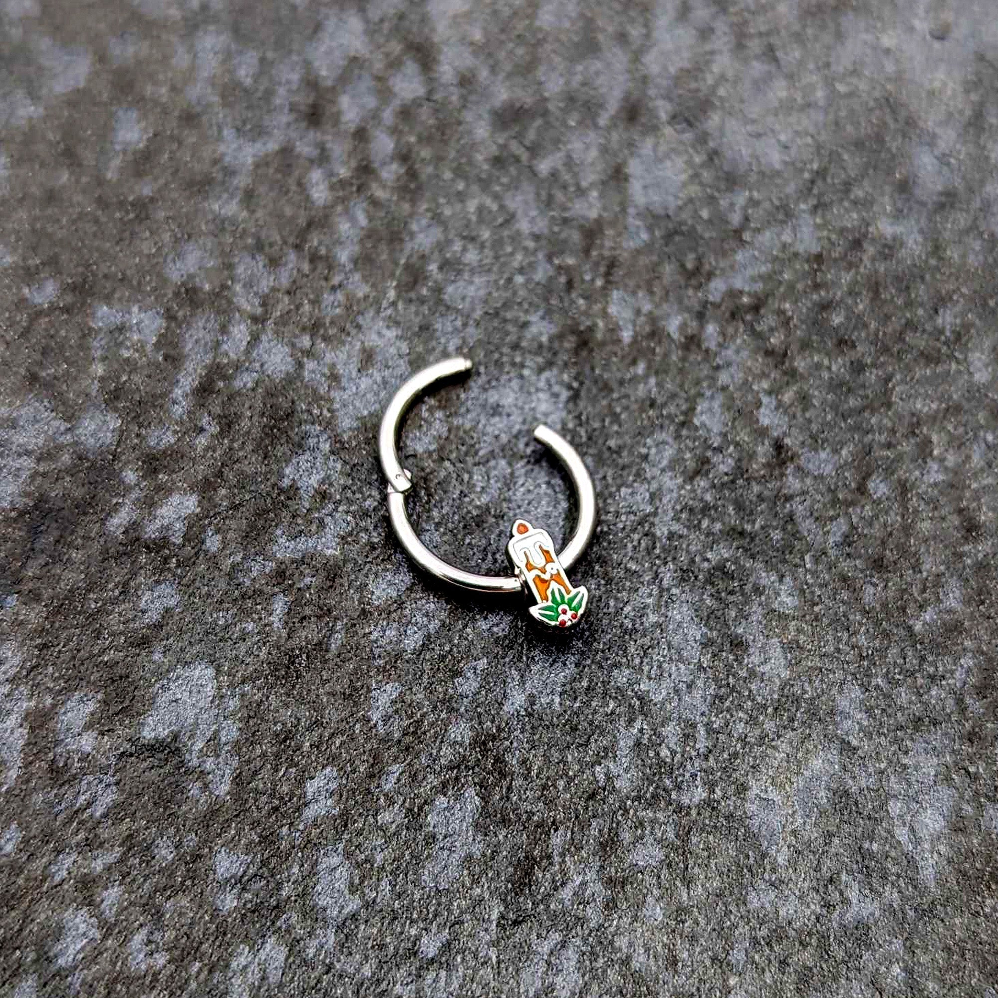 16G 3/8 Sweet Holiday Candle Christmas Hinged Segment Ring