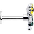 16G 1/4 Cheery Inlay Sunflowers Labret