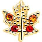 20G 7mm Red Yellow Gem Gold Tone Maple Leaf L Shape Nose Ring