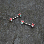 14G 9/16 Sweet Happy Heart Lollipop Barbell Nipple Ring Set