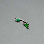 Merry Christmas Trees Hats Holiday Double Mount Belly Ring