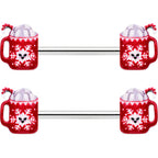 14G 9/16 Sweet Hot Cocoa Holiday Barbell Holiday Nipple Ring Set