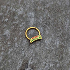 16G 3/8 Gold Tone Merry Christmas Inlay Hinged Segment Ring