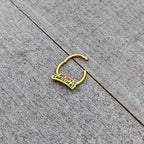 16G 3/8 Gold Tone Merry Christmas Inlay Hinged Segment Ring