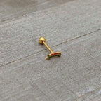 Gold Tone Merry Christmas Inlaid Red Green Barbell Tongue Ring