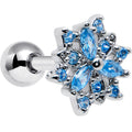 16G 1/4 Blue CZ Gem Snowflake Blues Cartilage Tragus Earring