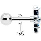 16G 1/4 Blue CZ Gem Snowflake Blues Cartilage Tragus Earring