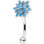 16G 5/16 Blue CZ Gem Snowflake Blues Curved Eyebrow Ring