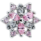 16G 5/16 Pink Clear CZ Gem Snowflake Labret Monroe Tragus
