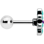 16G 1/4 Blue Gem Flower Teal Petals Cartilage Tragus Earring