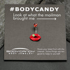 Red CZ Gem Lucky Lips St Patrick's Double Mount Belly Ring