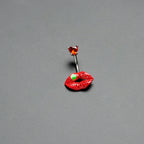 Red CZ Gem Lucky Lips St Patrick's Double Mount Belly Ring