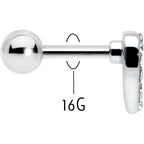 16G 1/4 Clear Gem Open Heart Valentine Cartilage Tragus Earring