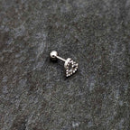 16G 1/4 Clear Gem Open Heart Valentine Cartilage Tragus Earring