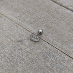 16G 1/4 Clear Gem Open Heart Valentine Cartilage Tragus Earring