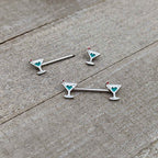 14G 9/16 Sweet Martini Glass Heart Barbell Nipple Ring Set