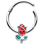 16G 3/8 Sweet Happy Rose Flower Hinged Segment Ring