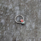 16G 3/8 Sweet Happy Rose Flower Hinged Segment Ring