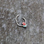 16G 3/8 Sweet Happy Rose Flower Hinged Segment Ring